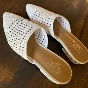 NEW franco sarto white mules. Never worn